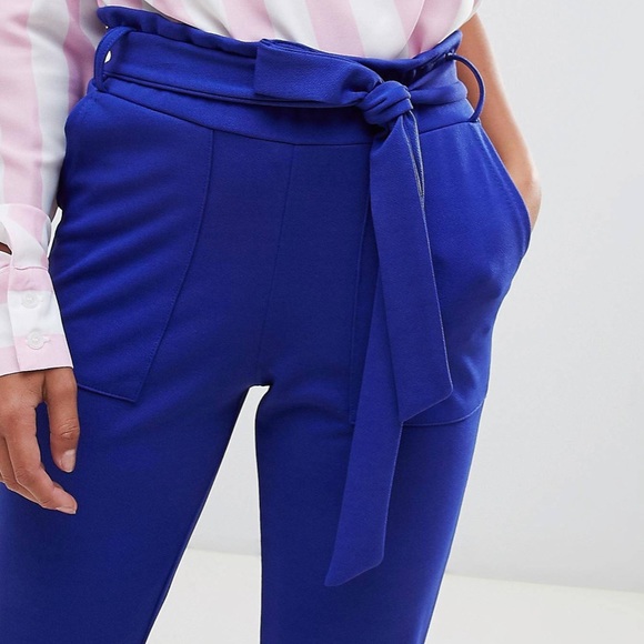 Boohoo Petite Tie Waist High Waisted Pants - Picture 3 of 5